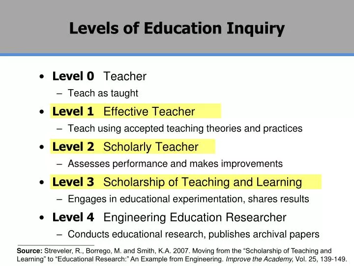 PPT - Levels of Education Inquiry PowerPoint Presentation, free ...