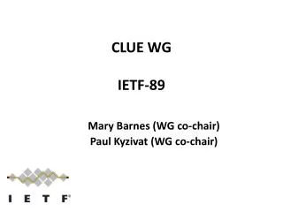 CLUE WG IETF - 89