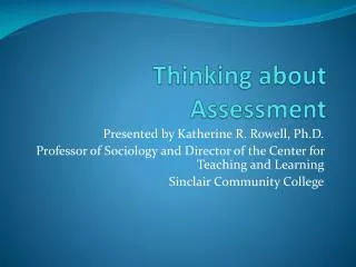 Thinking about Assessment