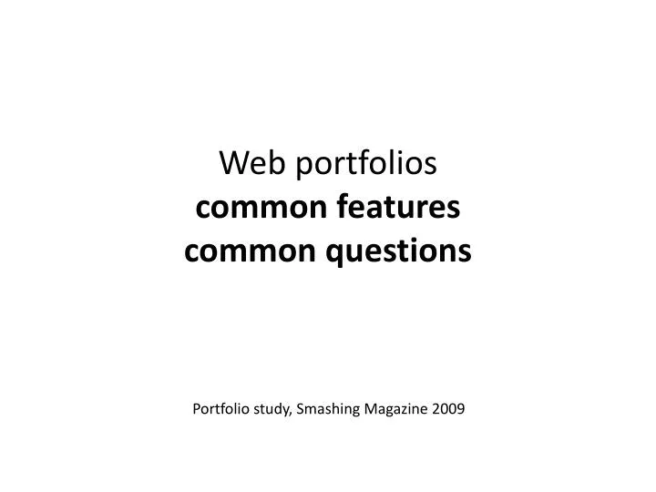 web portfolios common features common questions