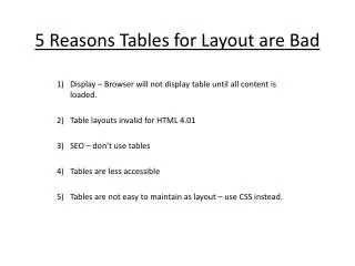 5 Reasons Tables for Layout are Bad