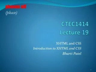 CTEC1414 Lecture 19