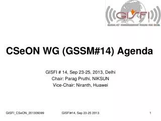 CSeON WG (GSSM#14) Agenda