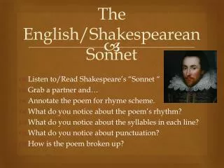 The English/Shakespearean Sonnet