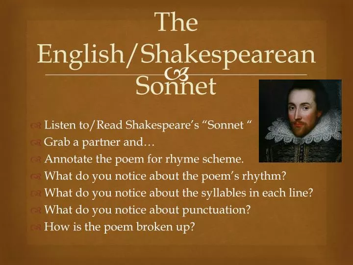the english shakespearean sonnet
