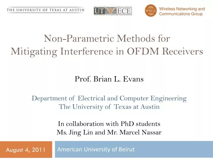 non parametric methods for mitigating interference in ofdm receivers