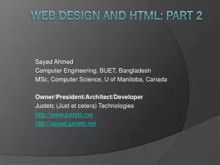 Web design and HTML: Part 2