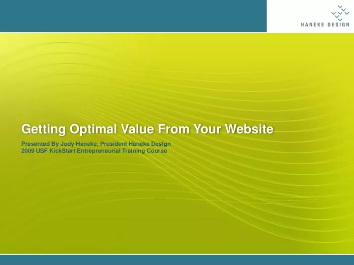 getting optimal value from your website