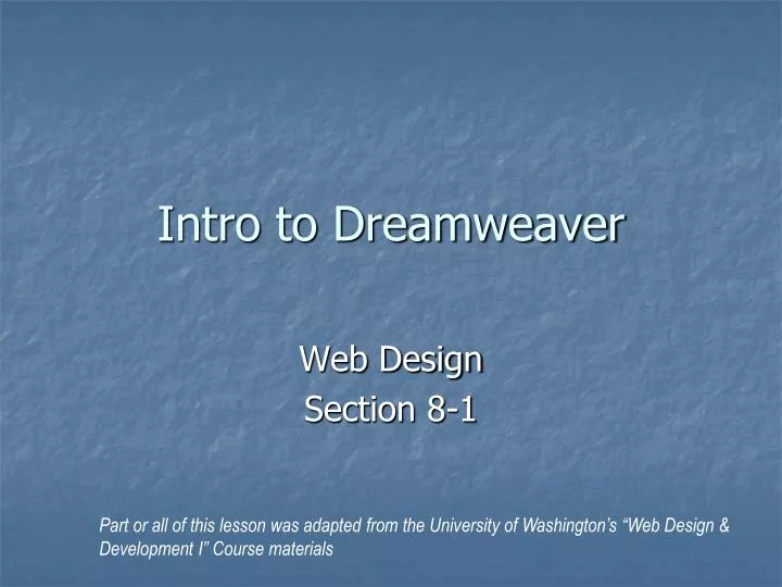 intro to dreamweaver