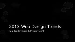 2013 Web Design Trends