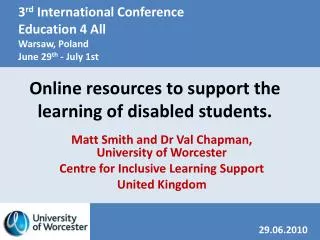 Online resources to support the learning of disabled students.