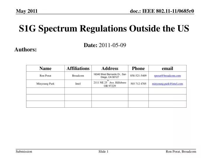 s1g spectrum regulations outside the us