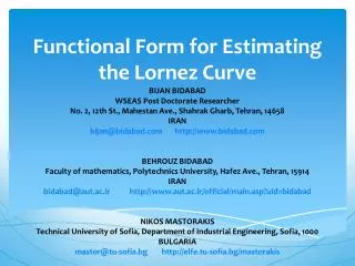 Functional Form for Estimating the Lornez Curve