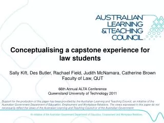 Conceptualising a capstone experience for law students