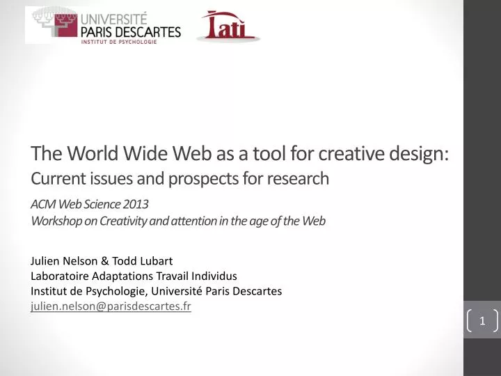 the world wide web as a tool for creative design current issues and prospects for research