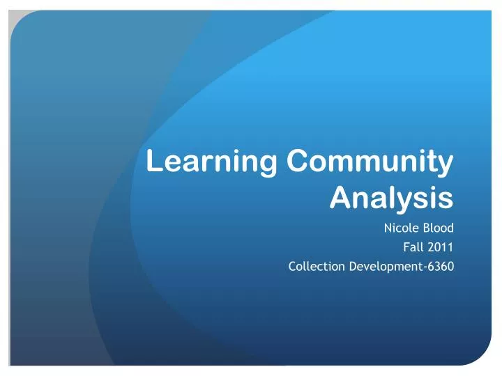 learning community analysis