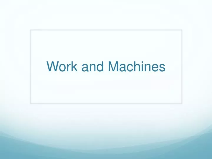 work and machines