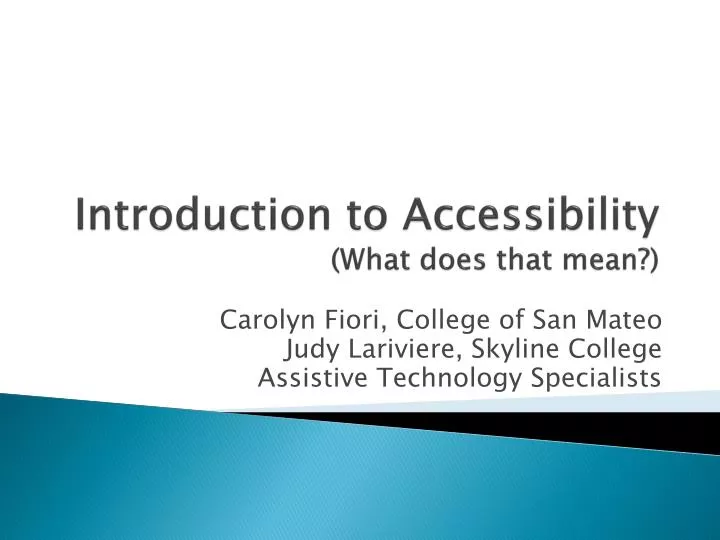 introduction to accessibility what does that mean