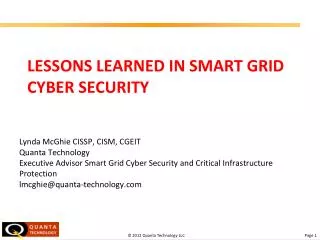 Lessons Learned in Smart Grid Cyber Security