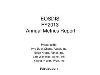EOSDIS FY2013 Annual Metrics Report