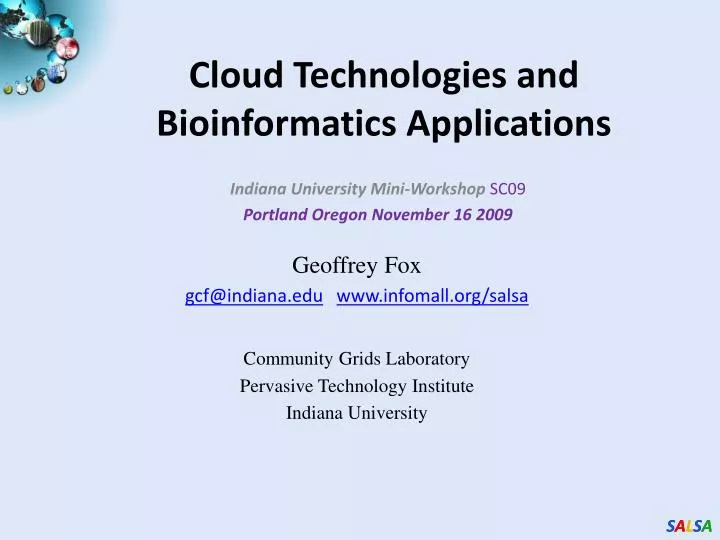 cloud technologies and bioinformatics applications