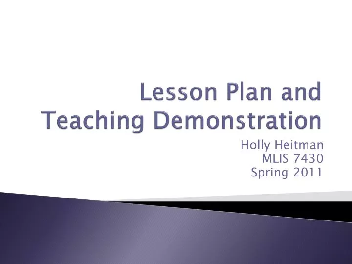 lesson plan and teaching demonstration