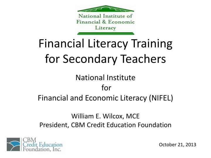 financial literacy training for secondary teachers