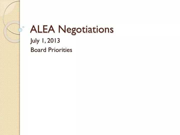alea negotiations