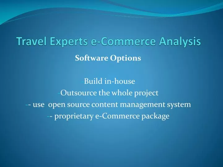 travel experts e commerce analysis
