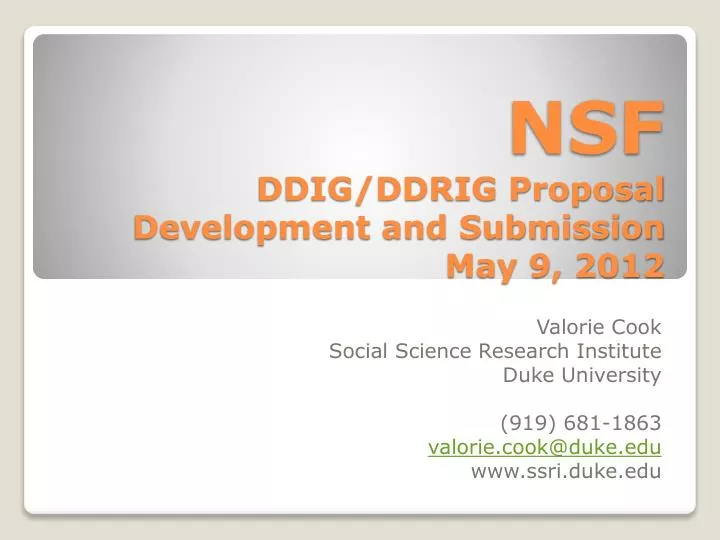 nsf ddig ddrig proposal development and submission may 9 2012