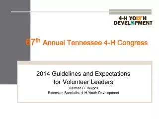 67 th Annual Tennessee 4-H Congress