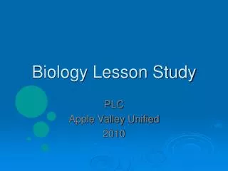 Biology Lesson Study