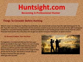 Things To Consider Before Hunting