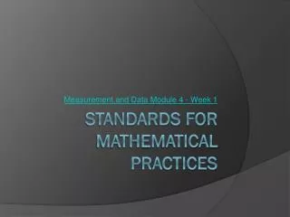 Standards for Mathematical Practices