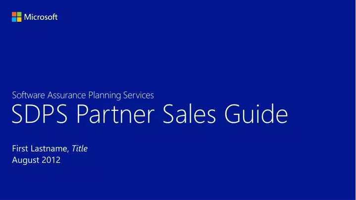 sdps partner sales guide