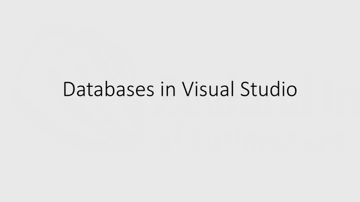 databases in visual studio