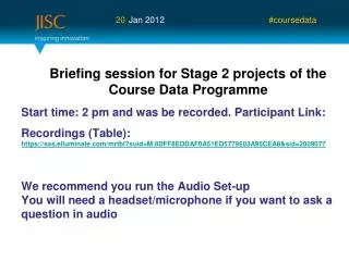 Briefing session for Stage 2 projects of the Course Data Programme