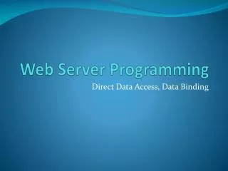 Web Server Programming