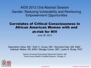 AIDS 2012 Oral Abstract Session