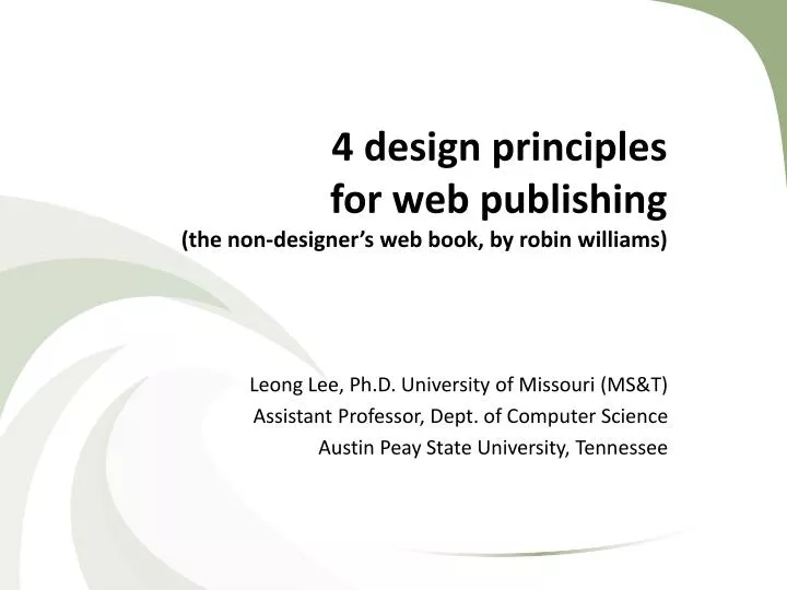 4 design principles for web publishing the non designer s web book by robin williams