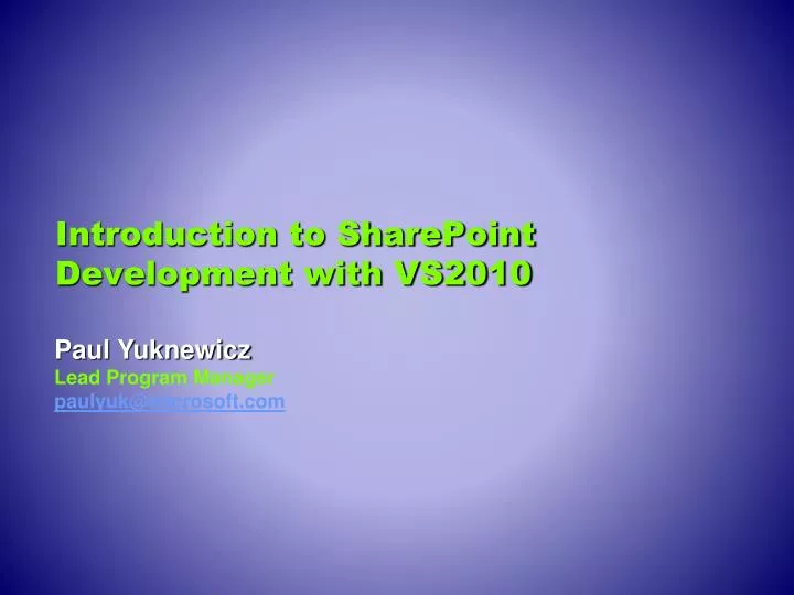 introduction to sharepoint development with vs2010