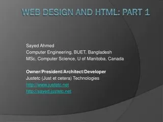 Web design and HTML: Part 1