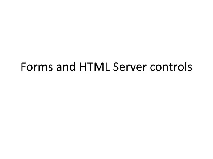 forms and html server controls