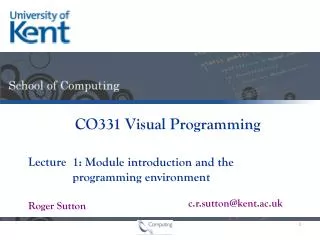 1: Module introduction and the programming environment