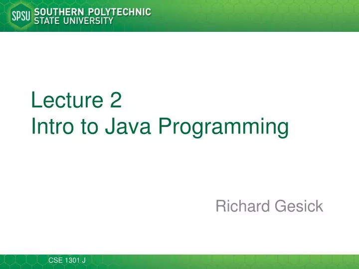 lecture 2 intro to java programming