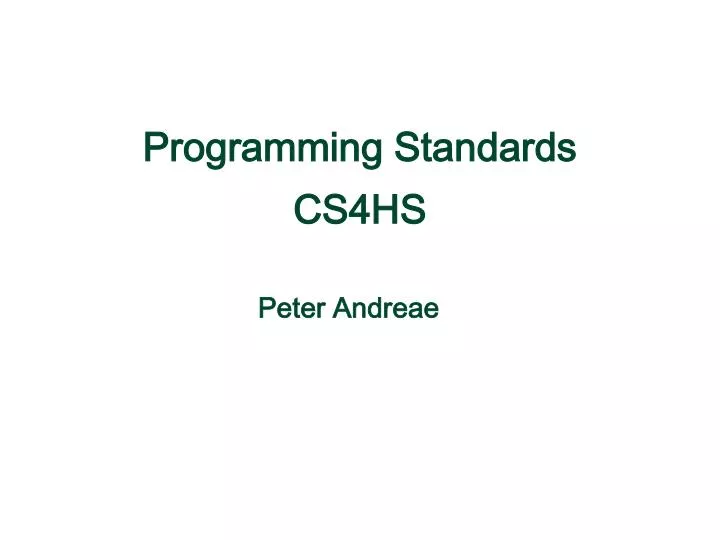 programming standards cs4hs