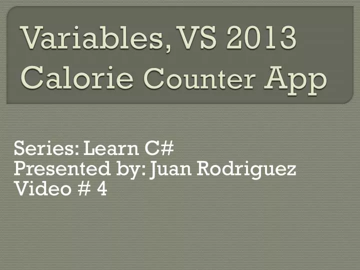 variables vs 2013 calorie counter app