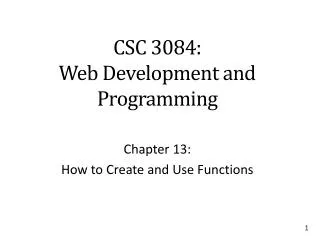 CSC 3084: Web Development and Programming