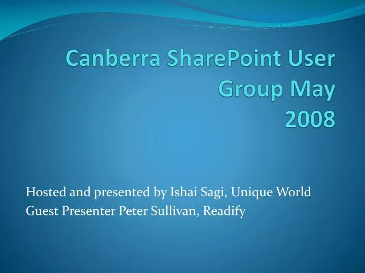 canberra sharepoint user group may 2008