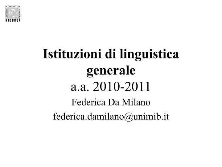 istituzioni di linguistica generale a a 2010 2011